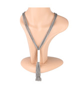 Multi Strand Silver Tone Necklace with Tassel - $60.13 CAD