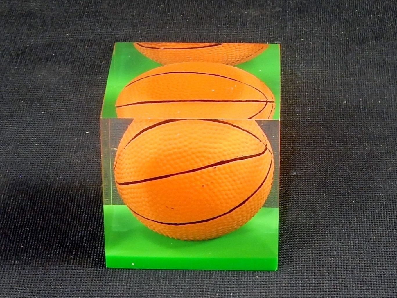 Acrylic Paperweight, Sports Ball ~ 1.75" Cube, 3.5 oz/100 g, Basketball ~ #RG105 - £6.12 GBP