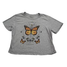 Pretty Rebel Shirt Womens XL Gray Butterfly Short Sleeve Crew Neck Pullo... - $18.69