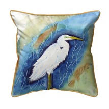 Zippered Betsy Drake Great Egret Facing Right Outdoor Pillow 22 Inch x 22 Inch - £55.68 GBP