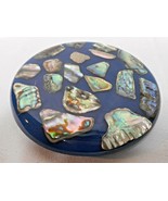 Abalone Shell BLUE Lucite Trivet Hot Plate Round Footed 5.5&quot; Shells Vtg ... - £15.12 GBP