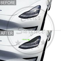Fits Tesla Model 3 Head Light Eyelid Precut Smoke Vinyl Tint Cover Overlay - £11.40 GBP