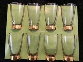 Vintage Anchor Glass 22 K Trimmed High Ball Glass Set of 8 Mid Century Modern - £39.07 GBP