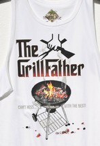 Newport Blue Mens &quot;Grillfather&quot; BBQ Graphics T Shirt M Medium Father&#39;s Day Tank - £16.11 GBP