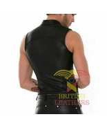 Mens Genuine Leather VEST Open Front Zip Closure Sleeveless Fitted Hot W... - £98.42 GBP