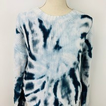 Hippie Rose Pullover Long Sleeve Blue Tie Dye  XS Ribbed Knit Sweater Round Neck - £23.72 GBP