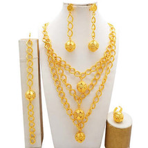 2024 Gold Charm Bead Necklace  Earrings Set - $49.29