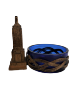 Vintage Salt Cellar Empire State Building Souvenir Blue Glass Made in Japan - $29.99