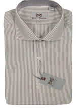 NEW $145 Hickey Freeman Dress Shirt! 15 34   White Tan &amp; Taupe Stripes  Spread - $69.99