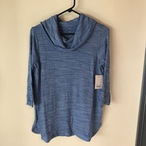 Women&#39;s Croft &amp; Barrow 3/4 Sleeve Cowlneck Top Blue Spacedye Size Small $40.00 - $16.83