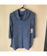 Women&#39;s Croft &amp; Barrow 3/4 Sleeve Cowlneck Top Blue Spacedye Size Small ... - $23.01 CAD