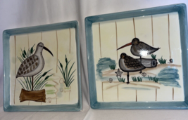 Luncheon Plates Wall Decor Birds Porcelain Lot of 2 Trivets Cookies Sand... - $14.84