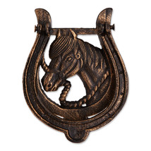 Rustic Horseshoe Cast Iron Door Knocker - Durable and Stylish Entryway D... - £21.65 GBP