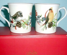 Lenox Winter Greetings 2 Accent Mugs Cedar Waxwing And Dark Eyed Junco B... - £35.86 GBP