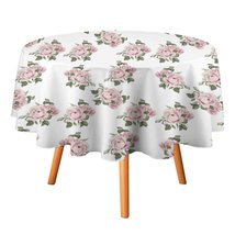 Pink Rose Floral Tablecloth Round Kitchen Dining for Table Cover Decor Home - £12.78 GBP+