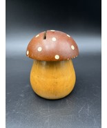 Vintage MCM Brown Wooden Toadstool Mushroom Bank Made in France - £19.19 GBP