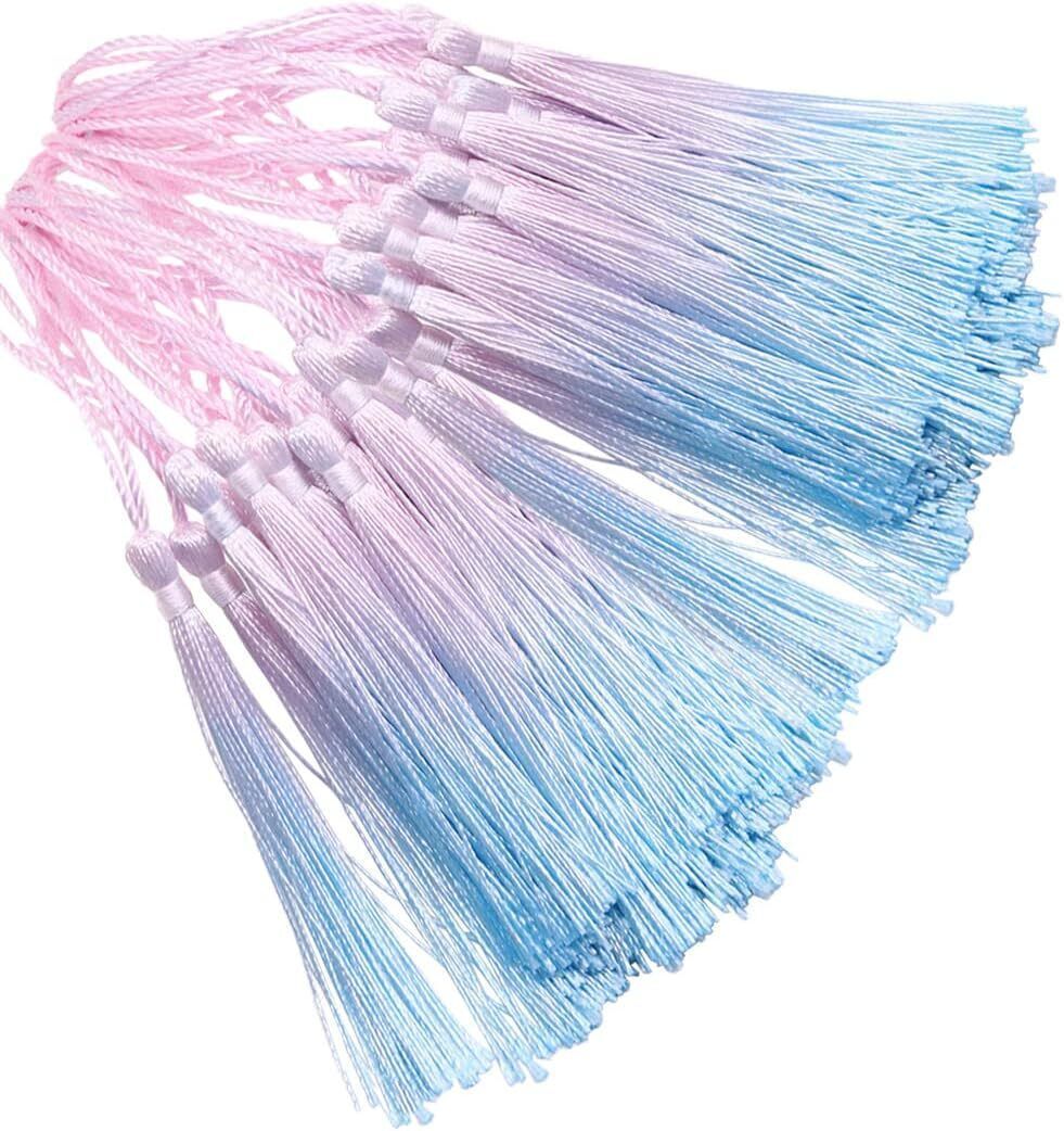 Primary image for 40 Pieces Obmre Silky Floss Bookmark Tassels with Cord Loop Small Rainbow Tassel