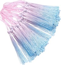 40 Pieces Obmre Silky Floss Bookmark Tassels with Cord Loop Small Rainbo... - £23.42 GBP