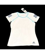 Adidas Women’s Club Tee Shirt White Blue Trim Size S NWT Tennis Training... - $19.79
