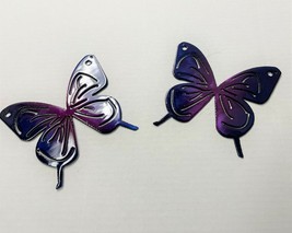Butterfly Pair (2 Pieces) - Metal Wall Art - Purple Tinged 5&quot; - £22.37 GBP