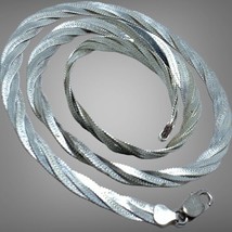 Minor vintage twisted braided  sterling silver 925 chain 27.5 Grams 24” - £74.75 GBP