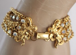 Kirk&#39;s Folly 7 Strand Ab Crystal Rhinestone Gold Angel Cherub Bracelet -7 Inches - £58.85 GBP