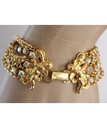 KIRK'S FOLLY 7 Strand AB Crystal Rhinestone Gold ANGEL CHERUB Bracelet -7 inches - $75.00
