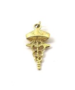 14k Yellow Gold RN Registered Nurse Caduceus Medical Charm Pendant - €80,98 EUR