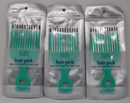 Conair #1 Styling Brand Hair Pick Ideal For Curly Or Thick Hair Lift Lot of 3 - $23.64