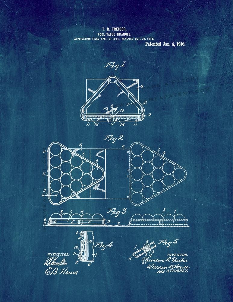 Pool-table Triangle Patent Print - Midnight Blue