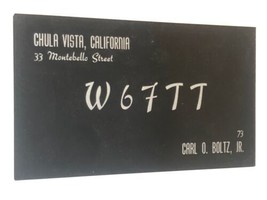 Vintage CB Ham radio Card W67TT Chula Vista California - £3.89 GBP