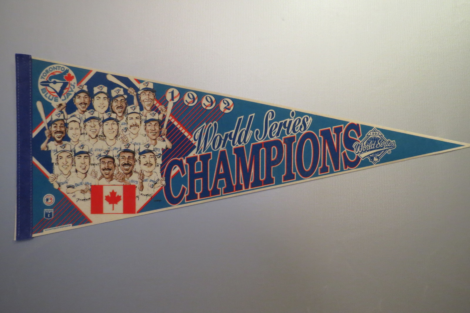 Toronto Blue Jays Pennant (VTG) - Cartoon Graphic 1992 World Series Champions  - $75.00