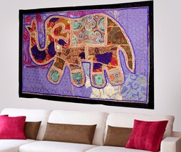 Indian Vintage Cotton Wall Tapestry Ethnic Elephant Hanging Decor Hippie X48 - £19.18 GBP