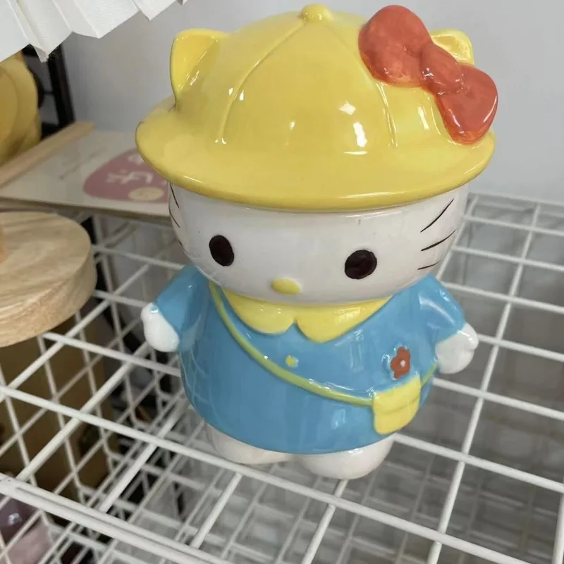 Sanrio Hello Kitty 3D Cartoon Ceramics Cup with Lid New Ins Cute Tea Milk Juice - £25.85 GBP