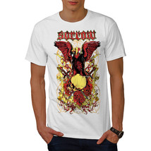 Wellcoda Sorrow Eagle Rose Skull Mens T-shirt, Grave Graphic Design Printed Tee - £14.77 GBP+