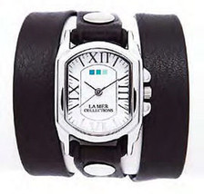 LA MER Black Italian/Silver Chateau Wrap Watch - £69.33 GBP