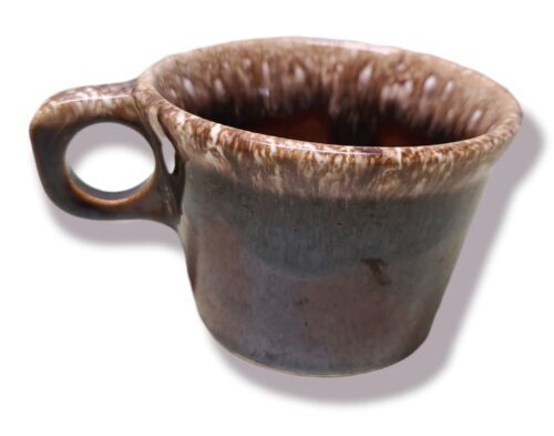 Vintage Hull Pottery Brown Drip Glaze Oven Proof Coffee Cups Mugs Cresto... - $6.59