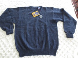 Nwt Navy-Black Mix Pullover V-NECK Washable/Dryable Lambs Wool Sweater - Med. - £19.93 GBP
