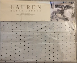 RALPH LAUREN 3pc PORT PALACE KING FLAT-2 KG PILLOWCASES WHITE BLACK DOT ... - $321.74