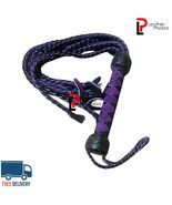 Handmade Real Leather Braided Flogger Whip 9 Tails Purple &amp; Black Flogger - $28.99