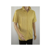 Mens Stacy Adams Italian Style Knit Woven Shirt Short Sleeves 3128 Honey Beige image 4