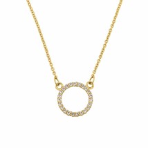 14k Solid Yellow Gold Eternity Circle of Life and Love Small Round CZ Necklace - £192.34 GBP+