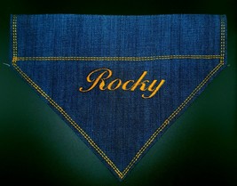 Dog Bandana  Personalised Embroidered Handmade in Gold slide on collar - £5.54 GBP+