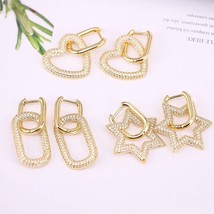5Pairs,  Star/Oval/Heart  Dangle Earrings for Women Clear Micro Pave Jewelry Gol - £43.07 GBP