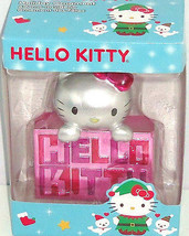 Hello Kitty Ornament Christmas Tree Holiday Pink Silver Metallic Hang Stand  - £19.53 GBP