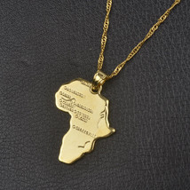 Africa Map Pendant Necklace for Women/Men Silver/Gold Color Ethiopian Jewelry - £15.69 GBP