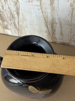 Vintage Imported Japanese Black Vase w/ gold trim Ceramic Item image 8