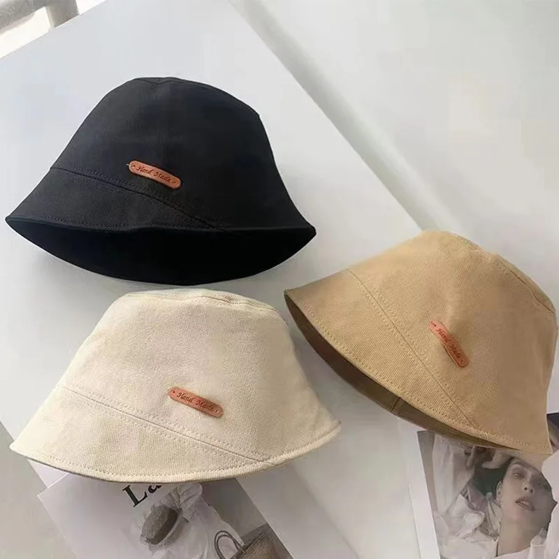 Korean Women Bucket Hat Fashion Cotton Soild Color Foldable Fisherman Hats - £11.98 GBP