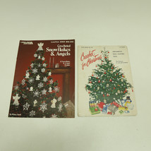 Lot of 2 Vintage Crochet Chirstmas Orniment Snow Flakes Angels Booklet - £7.77 GBP