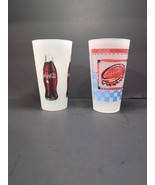 Vintage Set Of 2 Frosted Coca-Cola Hard Plastic Drinking Cups Large 2002... - $27.15 CAD